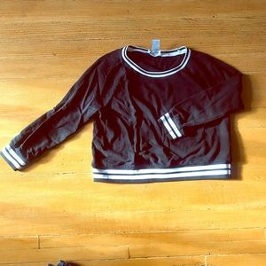 Black Striped Crop Varsity Sweater